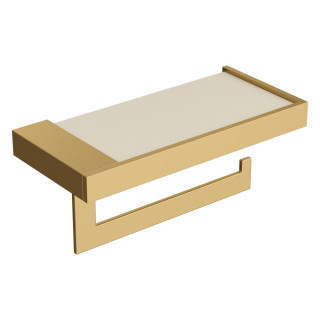 Держатель для туалетной бумаги c крышкой Qubic Matt Gold