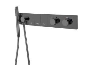 Смеситель ZODIAC THERMO с ручным душем SHINE GUN METAL