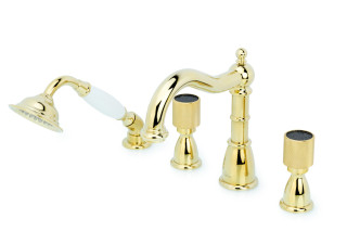 Смеситель врезной 4 отв. ROYAL CRYSTAL BLACK, золото_Комплект