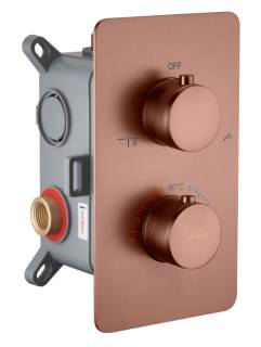 Смеситель встроенный с термостатом 2-х проходной CELL BRUSHED BRONZE