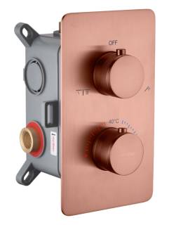 Смеситель встроенный с термостатом 2-х проходной CELL COPPER BRUSHED