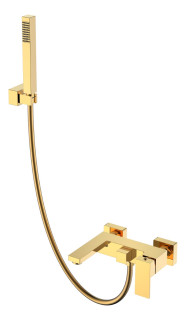 Смеситель для ванны с душем Qubic Shine Gold