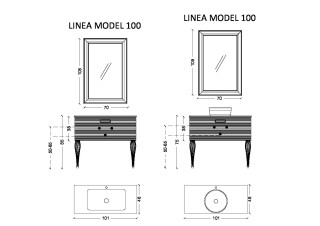 Тумба Linea 80 черная + Золото