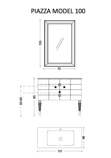 Тумба Piazza 100 черная + Хром