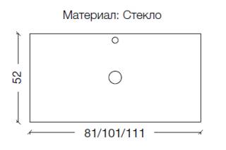 Столешница стекло 80см прямая СЕРЕБРО поталь