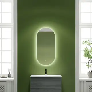 Зеркало для ванной комнаты SANCOS Овал (Oval) фоновая подсветка 55x105 с сенсорным управлением на прикосновение, арт. OV55C