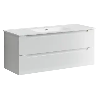 Тумба подвесная SANCOS Норма 2.0 (Norma 2.0) 120x45x50 c двумя ящиками оснащенными доводчиками, белый глянец, арт. NR2.120-1W