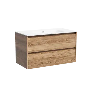 Тумба подвесная SANCOS Либра (Libra) 90x45x50 c двумя ящиками оснащенными доводчиками, Дуб чарльстон, арт. LB90ECH