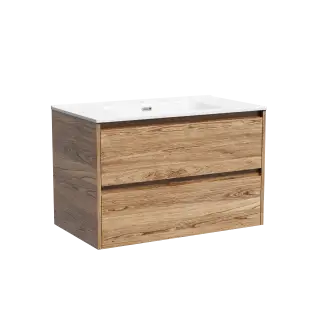 Тумба подвесная SANCOS Либра (Libra) 80x45x50 c двумя ящиками оснащенными доводчиками, Дуб чарльстон, арт. LB80ECH