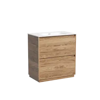Тумба под раковину SANCOS Либра напольная (Libra Floor) напольная, 80x45x85 c двумя ящиками оснащенными доводчиками, Дуб чарльстон, арт. LB80FECH