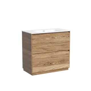 Тумба под раковину SANCOS Либра напольная (Libra Floor) напольная, 90x45x85 c двумя ящиками оснащенными доводчиками, Дуб чарльстон, арт. LB90FECH