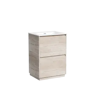 Тумба под раковину SANCOS Либра напольная (Libra Floor) напольная,60x45x85 c двумя ящиками оснащенными доводчиками, Дуб галифакс натуральный, арт. LB60FEG