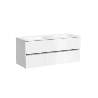 Тумба подвесная SANCOS Урбан (Urban) 120x45x50 c двумя ящиками оснащенными доводчиками, белый глянец, арт. UR120-2W
