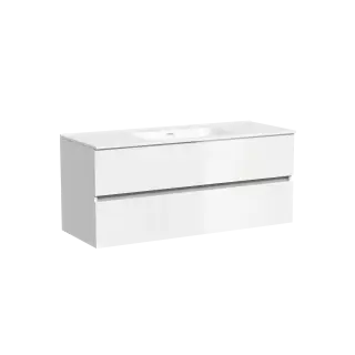 Тумба подвесная SANCOS Урбан (Urban) 120x45x50 c двумя ящиками оснащенными доводчиками, белый глянец, арт. UR120-1W