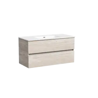 Тумба подвесная SANCOS Урбан (Urban) 100x45x50 c двумя ящиками оснащенными доводчиками, Дуб галифакс натуральный, арт. UR100EG