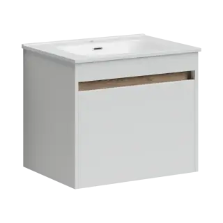 Тумба подвесная SANCOS Ум (Smart) 60x45x50 c двумя ящиками оснащенными доводчиками, белый глянец, арт. SM60W