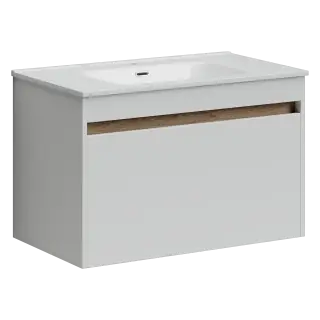 Тумба подвесная SANCOS Ум (Smart) 80x45x50 c двумя ящиками оснащенными доводчиками, белый глянец, арт. SM80W