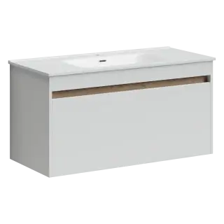 Тумба подвесная SANCOS Ум (Smart) 100x45x50 c двумя ящиками оснащенными доводчиками, белый глянец, арт. SM100W