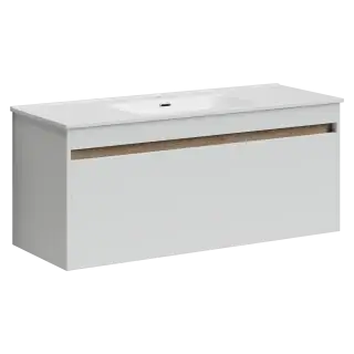 Тумба подвесная SANCOS Ум (Smart) 120x45x50 c двумя ящиками оснащенными доводчиками, белый глянец, арт. SM120-1W
