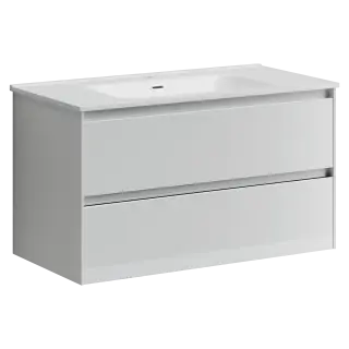Тумба подвесная SANCOS Сто (Cento) 90x45x50 c двумя ящиками оснащенными доводчиками, белый глянец, арт. CN90W