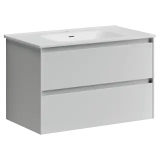 Тумба подвесная SANCOS Сто (Cento) 80x45x50 c двумя ящиками оснащенными доводчиками, белый глянец, арт. CN80W
