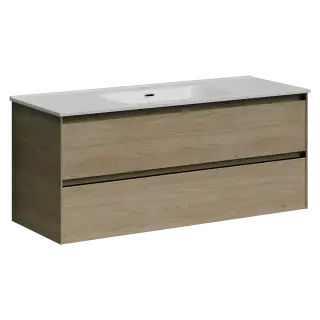 Тумба подвесная SANCOS Сто (Cento) 120x45x50 c двумя ящиками оснащенными доводчиками, карпатская ель, арт. CN120-1KE