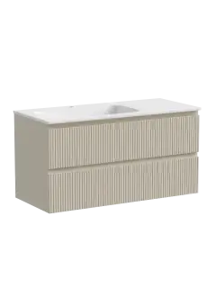 Тумба подвесная SANCOS Сноб T (Snob T) левая 100x45x50 c двумя ящиками оснащенными доводчиками, Бежевый матовый (Beige Soft) арт.SNT100LCE
