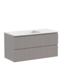Тумба подвесная SANCOS Сноб T (Snob T) левая 100x45x50 c двумя ящиками оснащенными доводчиками, Пыльная роза (Doha Soft) арт.SNT100LSM