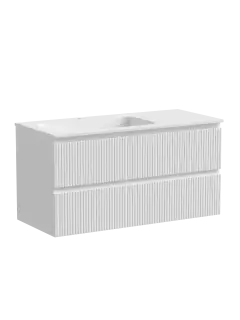 Тумба подвесная SANCOS Сноб T (Snob T) левая 100x45x50 c двумя ящиками оснащенными доводчиками, Белый матовый (Bianco) арт.SNT100LW