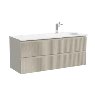 Тумба подвесная SANCOS Сноб Р (Snob R) левая 120x45x50 c двумя ящиками оснащенными доводчиками, Белый матовый (Bianco), арт.SNR120LW