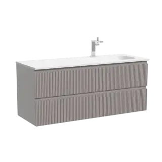 Тумба подвесная SANCOS Сноб Р (Snob R) 120x45x50 c двумя ящиками оснащенными доводчиками, темный антрацит матовый, арт.SNR120MDH