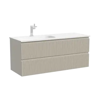 Тумба подвесная SANCOS Сноб Р (Snob R) 120x45x50 c двумя ящиками оснащенными доводчиками, Бежевый матовый (Beige Soft), арт.SNR120CE