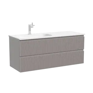 Тумба подвесная SANCOS Сноб Р (Snob R) левая 120x45x50 c двумя ящиками оснащенными доводчиками, Бежевый матовый (Beige Soft), арт.SNR120LCE