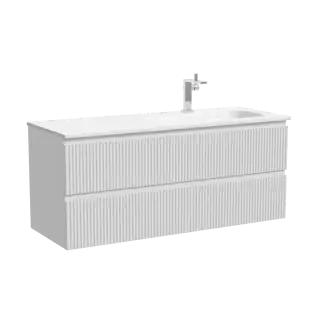 Тумба подвесная SANCOS Сноб Р (Snob R) правая 120x45x50 c двумя ящиками оснащенными доводчиками, Бежевый матовый (Beige Soft), арт.SNR120RCE