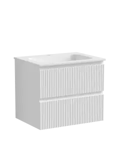 Тумба подвесная SANCOS Сноб Р (Snob R) 60x45x50 c двумя ящиками оснащенными доводчиками, Бежевый матовый (Beige Soft), арт.SNR60CE