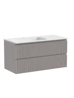 Тумба подвесная SANCOS Сноб Р (Snob R) левая 100x45x50 c двумя ящиками оснащенными доводчиками, Пыльная роза (Doha Soft) арт.SNR100LSM