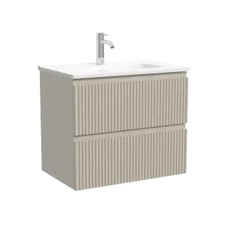 Тумба подвесная SANCOS Сноб Р (Snob R) 60x40x50 c двумя ящиками оснащенными доводчиками, Бежевый матовый (Beige Soft) арт.SNR60/39CE