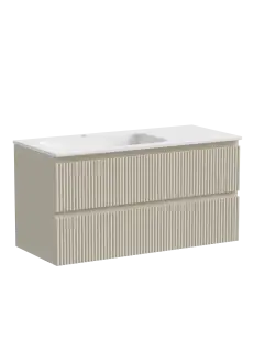 Тумба подвесная SANCOS Сноб Р (Snob R) левая 100x45x50 c двумя ящиками оснащенными доводчиками, Бежевый матовый (Beige Soft) арт.SNR100LCE