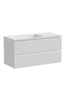 Тумба подвесная SANCOS Сноб Р (Snob R) левая 100x45x50 c двумя ящиками оснащенными доводчиками, Белый матовый (Bianco) арт.SNR100LW