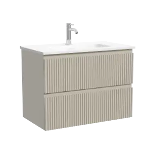Тумба подвесная SANCOS Сноб Р (Snob R) 70x40x50 c двумя ящиками оснащенными доводчиками, Бежевый матовый (Beige Soft) арт.SNR70/39CE