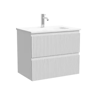 Тумба подвесная SANCOS Сноб Р (Snob R) 60x40x50 c двумя ящиками оснащенными доводчиками, Белый матовый (Bianco) арт.SNR60/39W