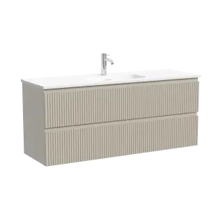 Тумба подвесная SANCOS Сноб Р (Snob R) 120x40x50 c двумя ящиками оснащенными доводчиками, Бежевый матовый (Beige Soft) арт.SNR120/39CE