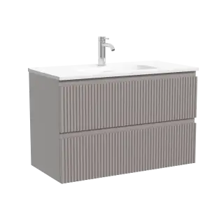 Тумба подвесная SANCOS Сноб Р (Snob R) 80x40x50 c двумя ящиками оснащенными доводчиками, Пыльная роза (Doha Soft) арт.SNR80/39SM