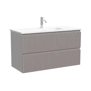 Тумба подвесная SANCOS Сноб Р (Snob R) 100x40x50 c двумя ящиками оснащенными доводчиками, Пыльная роза (Doha Soft) арт.SNR100/39SM