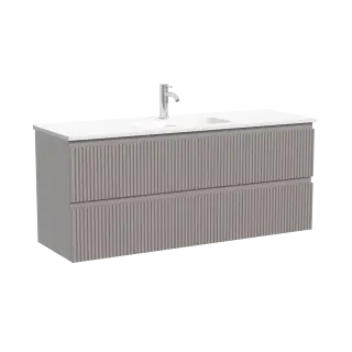 Тумба подвесная SANCOS Сноб Р (Snob R) 120x40x50 c двумя ящиками оснащенными доводчиками, Пыльная роза (Doha Soft) арт.SNR120/39SM
