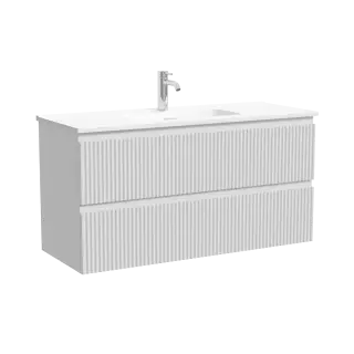 Тумба подвесная SANCOS Сноб Р (Snob R) 100x40x50 c двумя ящиками оснащенными доводчиками, Белый матовый (Bianco) арт.SNR100/39W