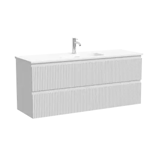 Тумба подвесная SANCOS Сноб Р (Snob R) 120x40x50 c двумя ящиками оснащенными доводчиками, Белый матовый (Bianco) арт.SNR120/39W