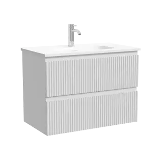 Тумба подвесная SANCOS Сноб Р (Snob R) 70x40x50 c двумя ящиками оснащенными доводчиками, Белый матовый (Bianco) арт.SNR70/39W