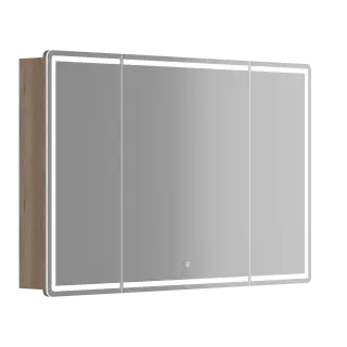 Зеркальный шкаф для ванной комнаты SANCOS Блик (Mirror) 120x15x75 с LED подсветкой, цвет Дуб галифакс натуральный, арт. MI120EG