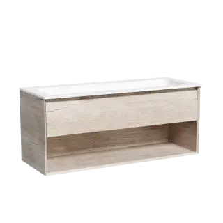 Тумба подвесная SANCOS Натура 1.0 (Nature 1.0) 120x45x50 c одним ящиком оснащенным доводчиками скрытого монтажа и открытой нишей, Дуб галифакс натуральный, арт. MR1.0120EG